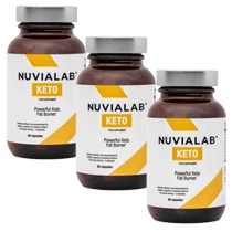 Pack de 3 botellas de NuviaLab Keto para la quema de grasa.