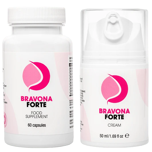 Set dual Bravona Forte: cápsulas y crema para aumento de busto natural