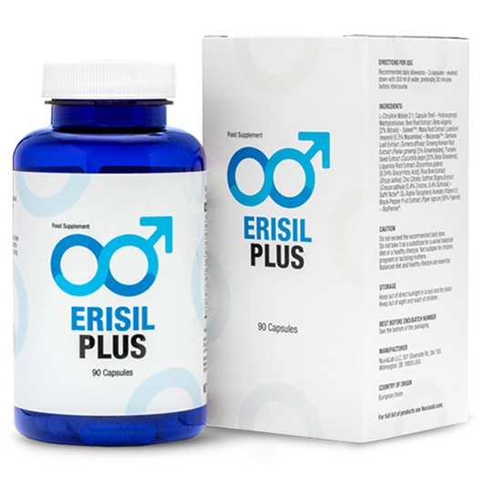 Envase de Erisil Plus desde otro ángulo, mostrando el diseño moderno y la marca de confianza