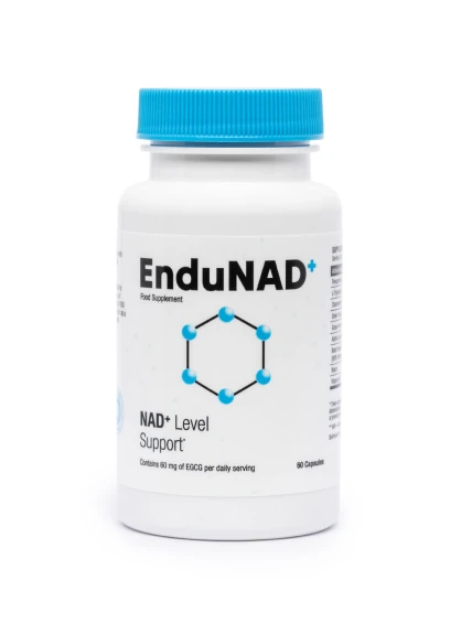 EnduNAD: vista frontal detallada del envase del suplemento.