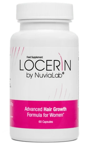 Locerin para el cabello, botella con diseño elegante.
