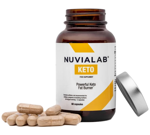 Botella individual de NuviaLab Keto para dieta cetogénica.