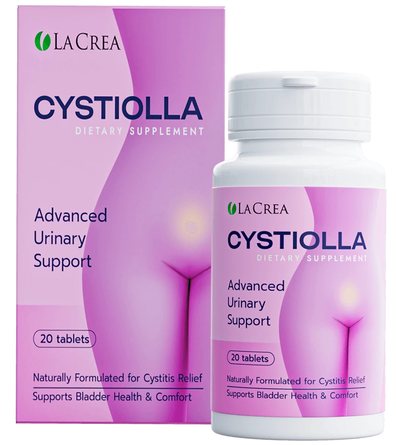 Envase de Cystiolla, suplemento natural para la salud de la vejiga y el control urinario.