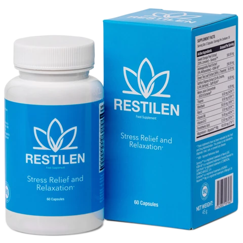 Envase de Restilen, suplemento natural para el estrés y la ansiedad