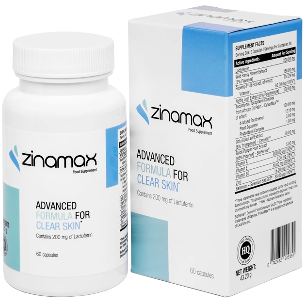 Zinamax: suplemento natural para acné y piel clara, sin imperfecciones.
